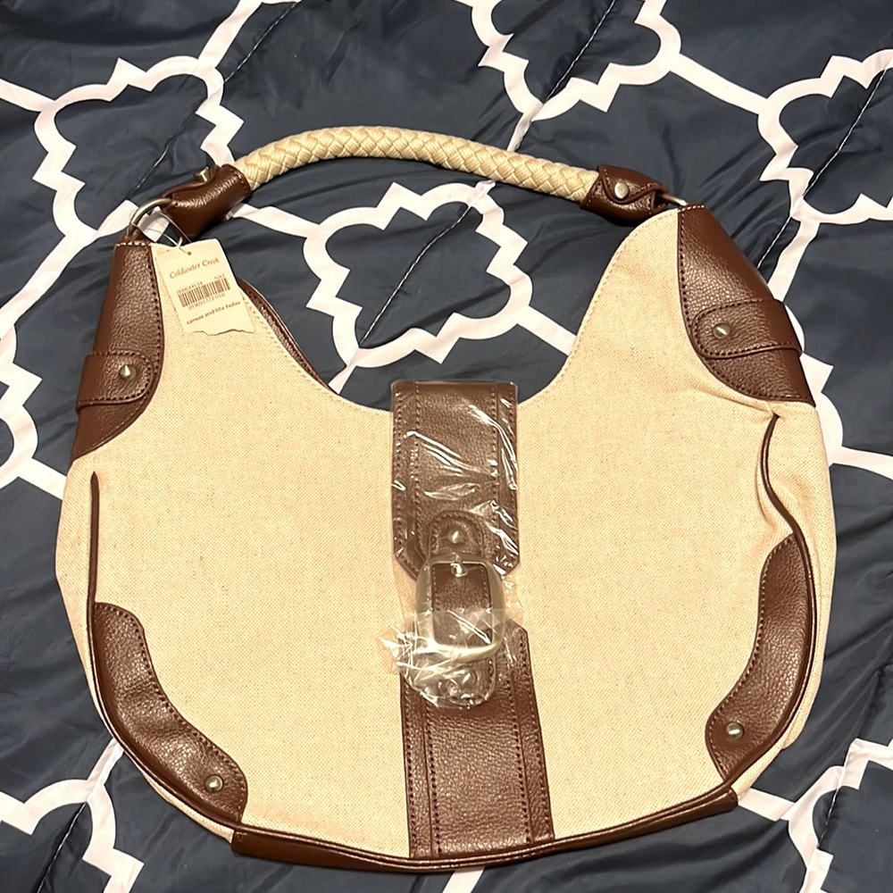 Coldwater Creek Canvas & Leather Hobo Bag